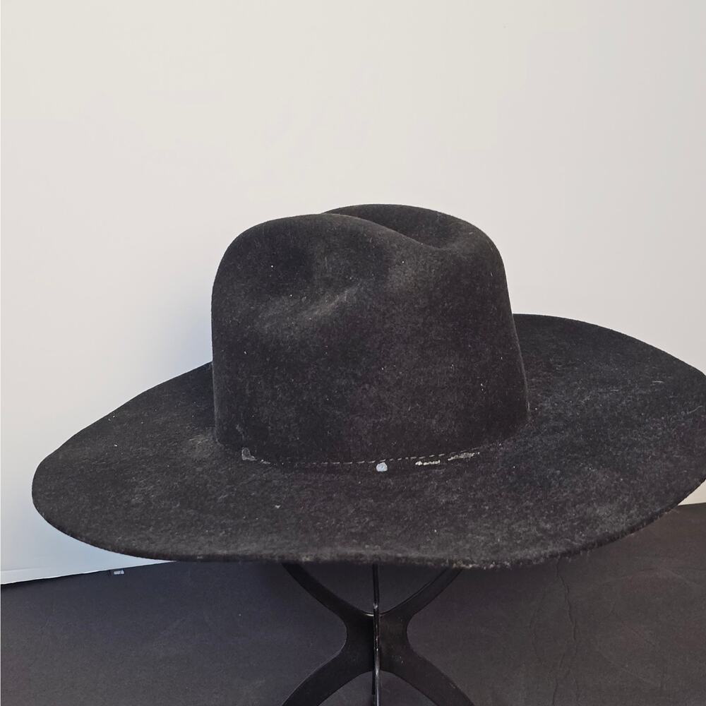 Justin Authentic Western Wear 100% Wool Hat 54‎ /6 3/4 Black